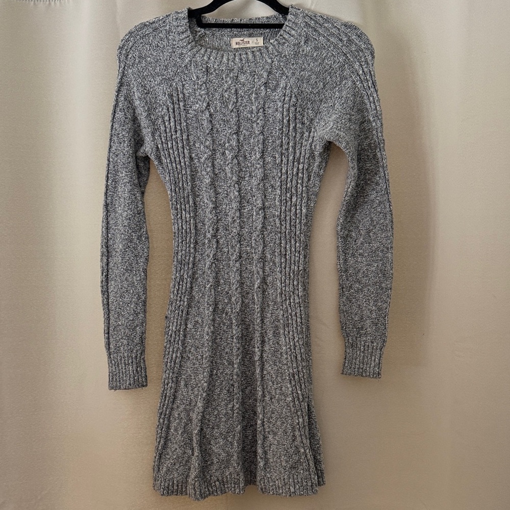 Gray Cable Knit Sweater Dress